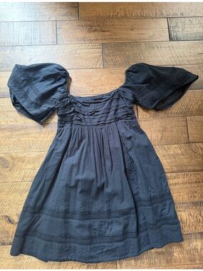Abercrombie & Fitch Black Puff Sleeve Midi Dress